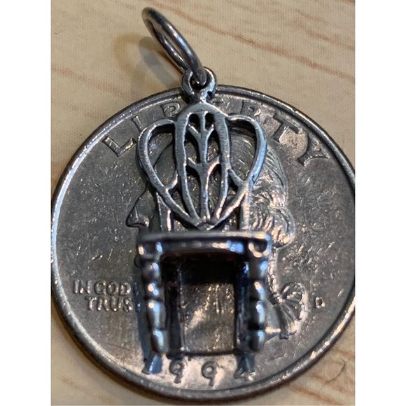 .925 Vintage Ornate Chair Sterling Silver Jewelry Charm #interior designer - Picture 3 of 6
